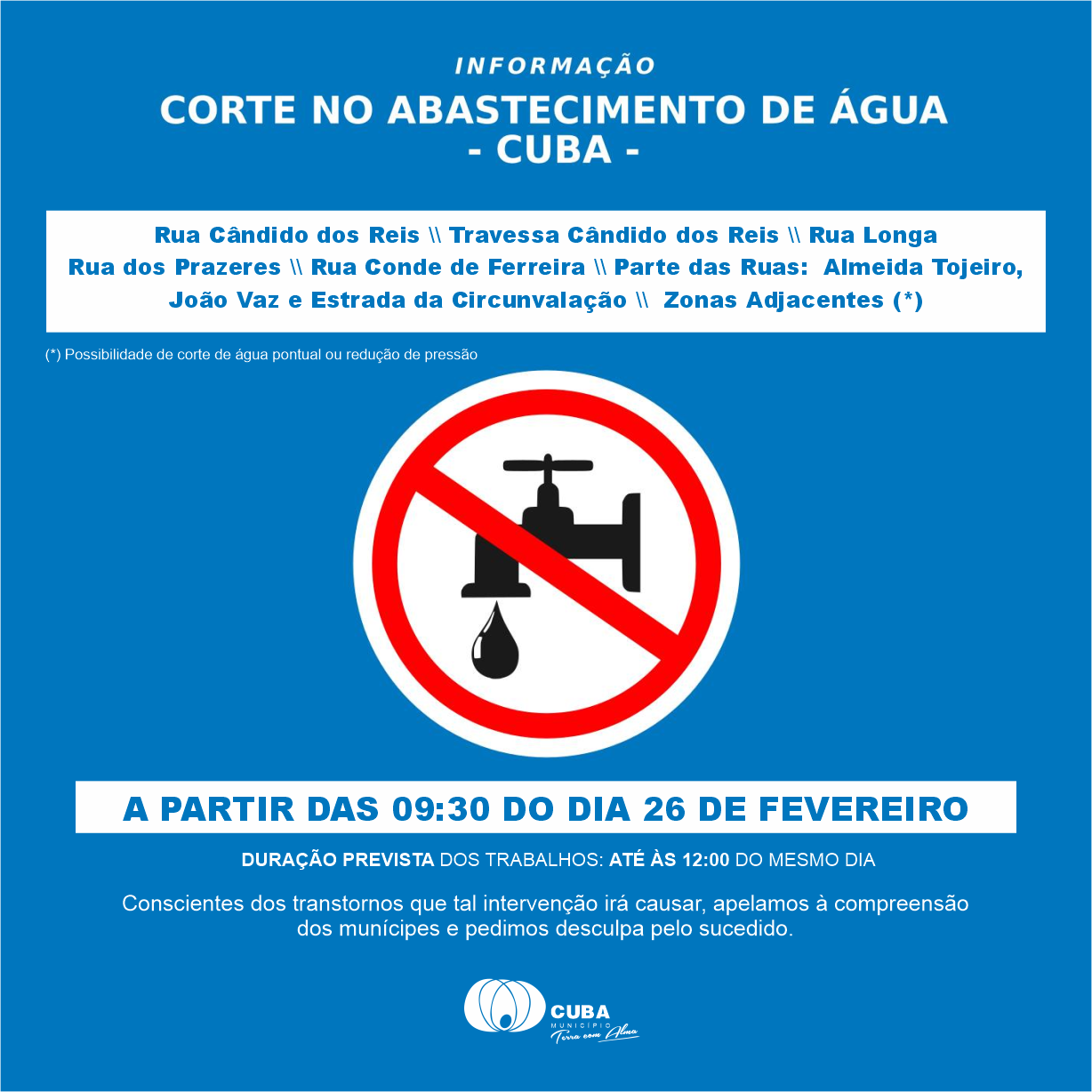 CORTE ABASTECIMENTO DE ÁGUA 26 FEV